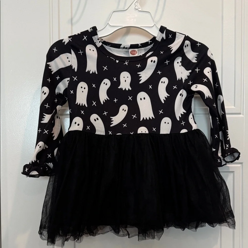 Spooky Ghost Kids Halloween Costume Dress - Black and White